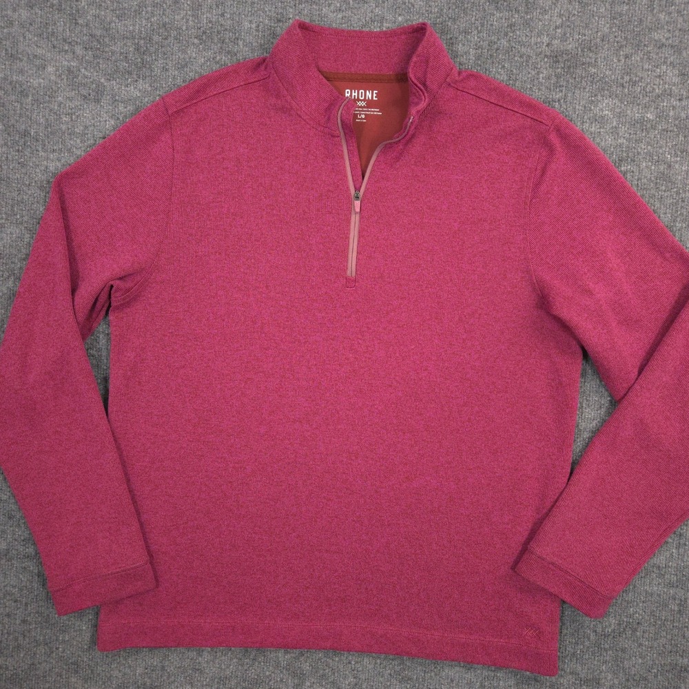 RHONE Commuter 1/4 Zip Sweater Mens Large Burgundy Heather Soft Stretch Pullover
